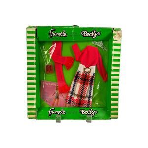 Vintage 1970 Mattel Francie And Becky Midi Plaid Outfit New In Box Complete 3444